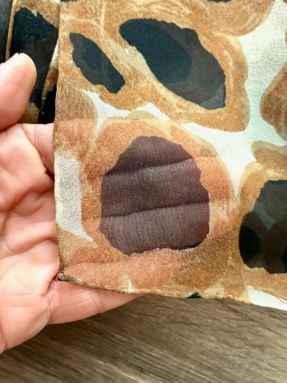 1960s Animal Print Silk Chiffon Scarf Long Rectangle